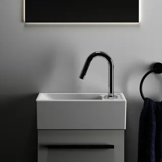 Ideal Standard Handwaschbecken i.life S 1 Hahnloch ohne Überlauf, Ablg.rechts, 370x210x120mm, Weiß – Bild 5