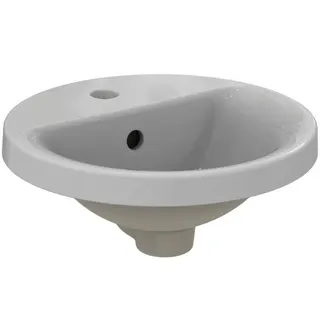 Ideal Standard Einbauwaschtisch Connect, rund, 1 Hahnloch, mit Überlauf, 380x380x165mm, Weiß – Bild 3