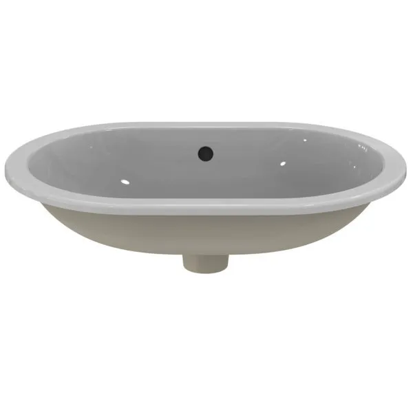 Ideal Standard Einbauwaschtisch Connect, oval, ohne Hahnloch, mit Überlauf, 620x410x175mm, Weiß
