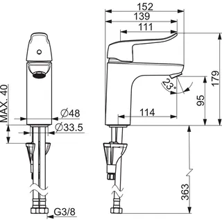 EHM Waschtisch-Batt. HANSACARE 4602 Bed.he. lang Ausld. 114 mm DN15 chr – Bild 3