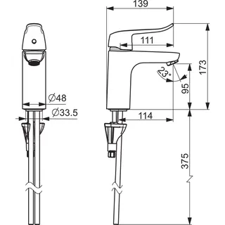 EHM Waschtisch-Batt HANSACLINICA 4502 CU-Rohr Bed.he. lang Ausld. 114 mm DN15 chr – Bild 3