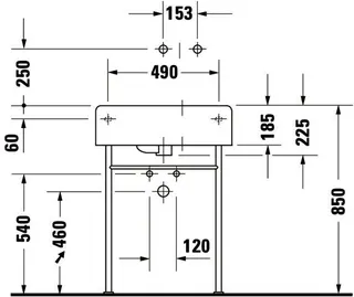 Duravit Design Classics Becken Scola 615 mm m.ÜL,m.HLB, 1 HL, Becken re., weiß – Bild 4