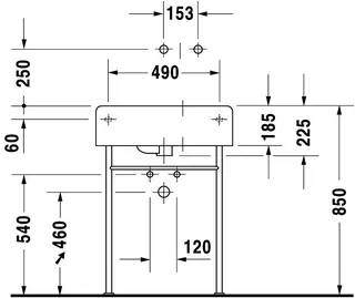 Duravit Design Classics Becken Scola 615 mm m.ÜL,m.HLB, 1 HL, Becken re., weiß – Bild 5
