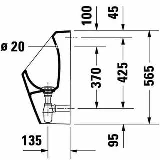 Duravit Urinal D-Code, Zulauf von hinten rimless, ohne Fliege, weiß – Bild 4