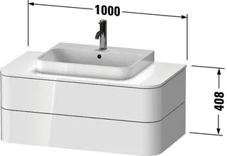 Duravit WTU HappyD2+ wandh.,408x1000x550mm 2Schubkästen, weiß hochglanz f.MWT – Bild 2
