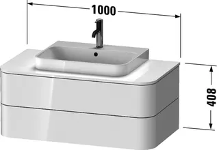 Duravit WTU HappyD2+ wandh.,408x1000x550mm 2Schubkästen, weiß hochglanz f.MWT – Bild 3