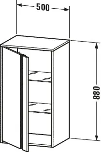 Duravit Halbhochschrank Ketho 360x500x880mm 1 Tür, TA rechts, nussbaum natur – Bild 2