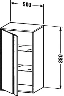 Duravit Halbhochschrank Ketho 360x500x880mm 1 Tür, TA rechts, nussbaum natur – Bild 3