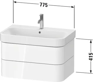 Duravit WTU wh. Happy D.2 Plus 775x415x490mm 2SK, Graphit Supermatt, ohne ES – Bild 3