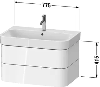 Duravit WTU wh. Happy D.2 Plus 775x415x490mm 2SK, Graphit Supermatt, ohne ES – Bild 4