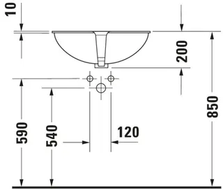 Duravit Einbauwaschtisch Santosa 510 mm EB v.unten, m.ÜL, o.HLB, weiß WG – Bild 4