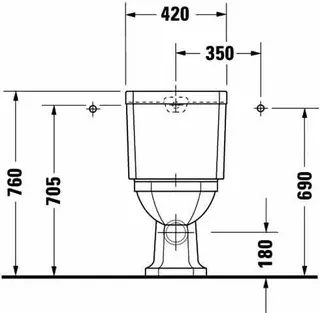Duravit Stand-WC Kombi 1930 665 mm Tiefspüler, f.SPK, Abg.waagr., weiß WG – Bild 3