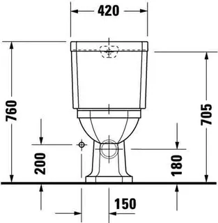 Duravit Stand-WC Kombi 1930 665 mm Tiefspüler, f.SPK, Abg.waagr., weiß WG – Bild 4