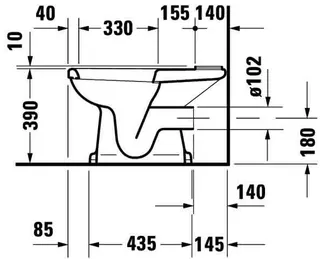 Duravit Stand-WC Kombi 1930 665 mm Tiefspüler, f.SPK, Abg.waagr., weiß WG – Bild 5