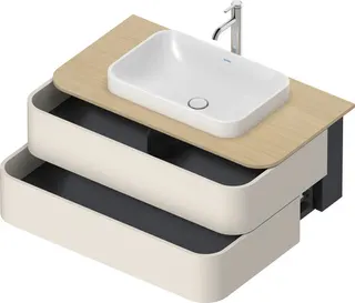 DU WTU HappyD2+ wandh.,408x1000x550mm 2Schubk.,nordic weiß seidenm.f.ASB o. ES