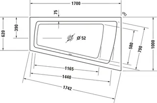 Duravit Whirlwanne Paiova 1700x1000mm, weiß Einbauversion,Ecke re.Air-System – Bild 2