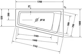 Duravit Whirlwanne Paiova 1700x1000mm, weiß Einbauversion,Ecke re.Air-System – Bild 3