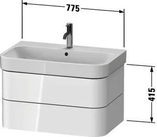 Duravit WTU wh. Happy D.2 Plus 775x415x490mm 2SK, Leinen, ohne ES – Bild 2