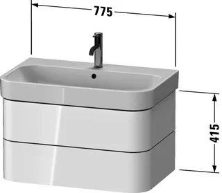 Duravit WTU wh. Happy D.2 Plus 775x415x490mm 2SK, Leinen, ohne ES – Bild 3