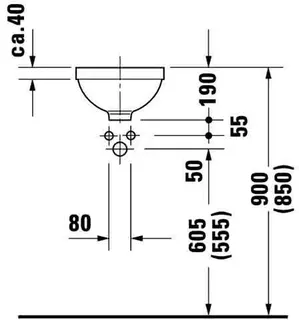 Duravit Einbauwaschtisch Architec 275 mm EB v.u.,m.ÜL,o.HLB,u.glasiert,weiß – Bild 2
