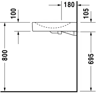 Duravit Waschtisch Architec Vital Med 575 mm o.ÜL, m.HLB, HL links, weiß – Bild 2