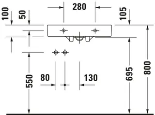 Duravit Waschtisch Architec Vital Med 575 mm o.ÜL, m.HLB, HL links, weiß – Bild 5