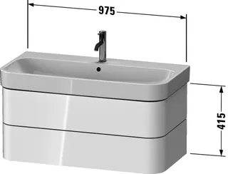 Duravit WTU wh. Happy D.2 Plus 975x415x490mm 2SK, Graphit Supermatt, ohne ES – Bild 3