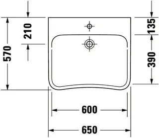 Duravit Waschtisch DuraStyle Vital Med 650 mm ohne ÜL, mit HLB, ohne HL, weiß – Bild 2