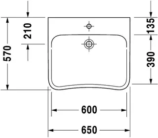 Duravit Waschtisch DuraStyle Vital Med 650 mm ohne ÜL, mit HLB, 1 HL, weiß – Bild 4