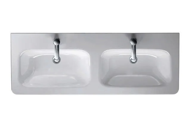 Duravit Doppel-Waschtisch,Möbel-DWT DuraStyle 1300mm m.ÜL, m.HLB, 1 HL je Becken, weiß