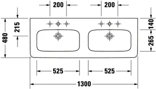 Duravit Doppel-Waschtisch,Möbel-DWT DuraStyle 1300mm m.ÜL, m.HLB, 1 HL je Becken, weiß – Bild 4