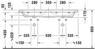 Duravit Doppel-Waschtisch,Möbel-DWT DuraStyle 1300mm m.ÜL, m.HLB, 1 HL je Becken, weiß – Bild 5