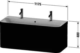Duravit WTU m. Happy D.2 Plus 480x1175x490mm 2 Schubkästen, 1 HL, Weiß Seidenmatt – Bild 2