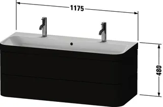 Duravit WTU m. Happy D.2 Plus 480x1175x490mm 2 Schubkästen, 1 HL, Weiß Seidenmatt – Bild 3