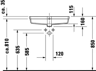 Duravit Einbauwaschtisch Vero Air 600 mm EB v.unten, m.ÜL, o.HLB, weiß – Bild 3