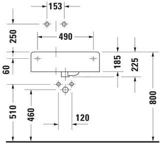 Duravit Design Classics Becken Scola 615 mm m.ÜL,m.HLB, 1 HL, Becken li., weiß – Bild 4