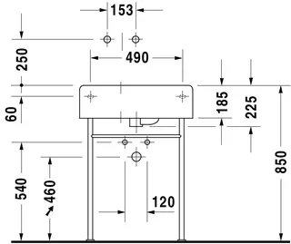Duravit Design Classics Becken Scola 615 mm m.ÜL,m.HLB, 1 HL, Becken li., weiß – Bild 5