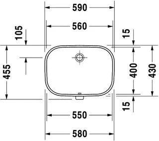 Duravit Einbauwaschtisch D-Code 560 mm EB v.unten, mit ÜL, ohne HLB, weiß – Bild 5