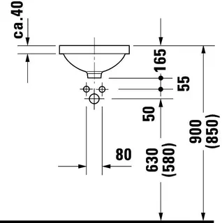 Duravit Einbauwaschtisch Architec 325 mm EB v.u.,m.ÜL,o.HLB,u.glasiert,weiß – Bild 3
