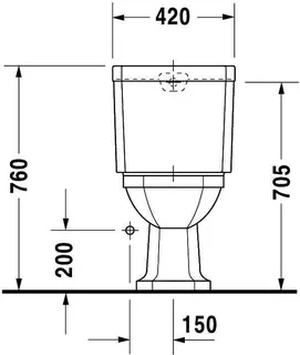 Duravit Stand-WC Kombi 1930 665 mm Tiefspüler, f.SPK, Abg.senkr., weiß WG – Bild 4