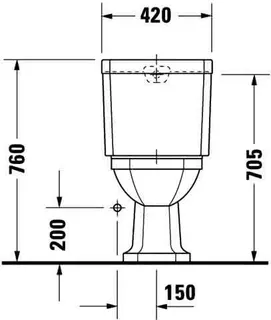 Duravit Stand-WC Kombi 1930 665 mm Tiefspüler, f.SPK, Abg.senkr., weiß WG – Bild 5