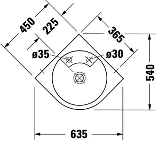 Duravit Eck-Waschtisch Architec 635 mm o.ÜL,m.HLB,HL li.,HL-Vst.re.,weiß – Bild 3