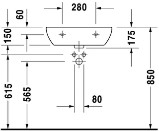 Duravit Waschtisch D-Code Med 550 mm ohne ÜL, mit HLB, ohne HL, weiß – Bild 2