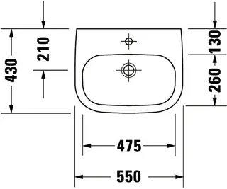 Duravit Waschtisch D-Code Med 550 mm ohne ÜL, mit HLB, ohne HL, weiß – Bild 5
