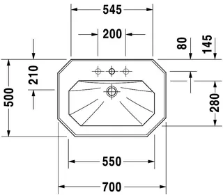 Duravit Waschtisch 1930 700 mm mit ÜL, mit HLB, 1 HL, weiß WonderGliss – Bild 5