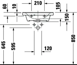 Duravit Handwaschbecken D-Neo wandh. 500mm weiß hochglanz, mit Überlauf – Bild 3