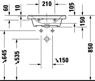 Duravit Handwaschbecken D-Neo wandh. 500mm weiß hochglanz, mit Überlauf – Bild 5