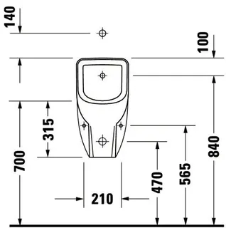Duravit Urinal D-Code, Zulauf von oben rimless, ohne Fliege, weiß, HYG – Bild 2