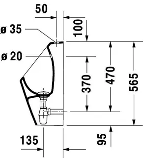 Duravit Urinal D-Code, Zulauf von oben rimless, ohne Fliege, weiß, HYG – Bild 5