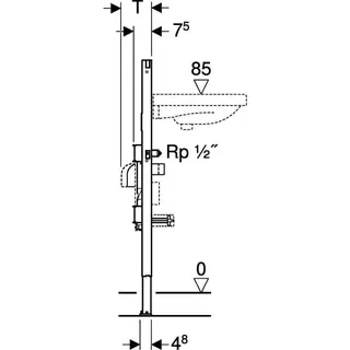 Geberit Duofix Element für Waschtisch, 82-98cm Standarmatur, 2 WZ-Strecken, UP-KH – Bild 5